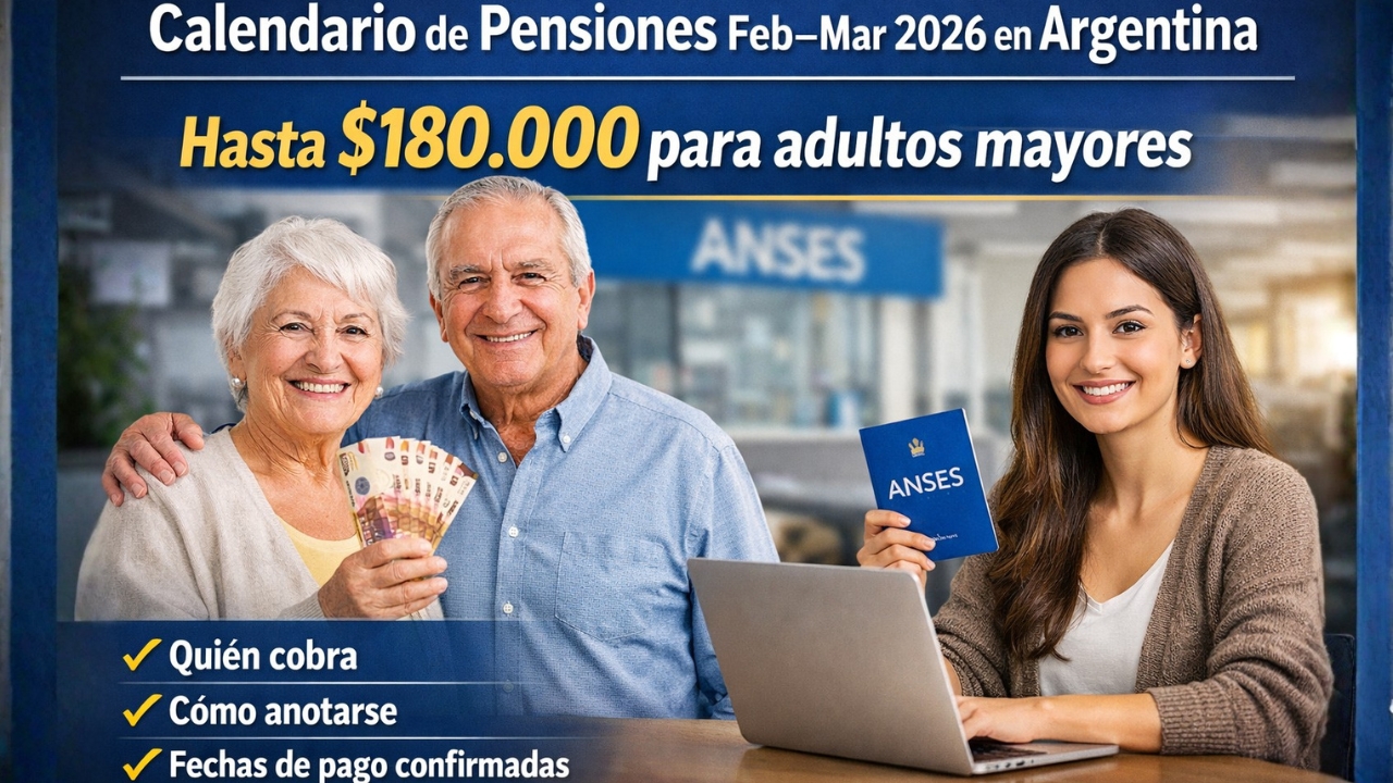 Calendario de Pensiones Feb–Mar 2026 en Argentina: hasta $180.000 para adultos mayores — quién cobra, cómo anotarse y fechas de pago confirmadas