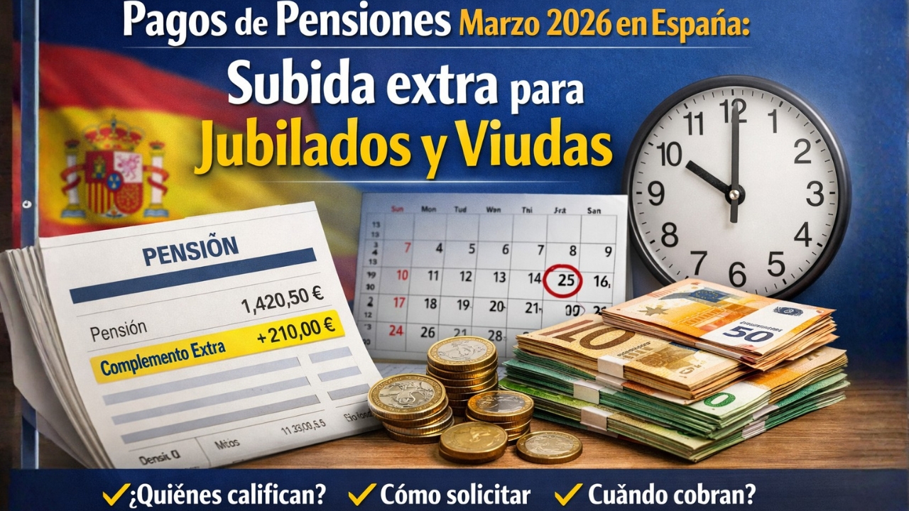 Pagos de Pensiones Marzo 2026 en España: subida extra para jubilados y viudas — quiénes califican, cómo solicitar y cuándo cobran
