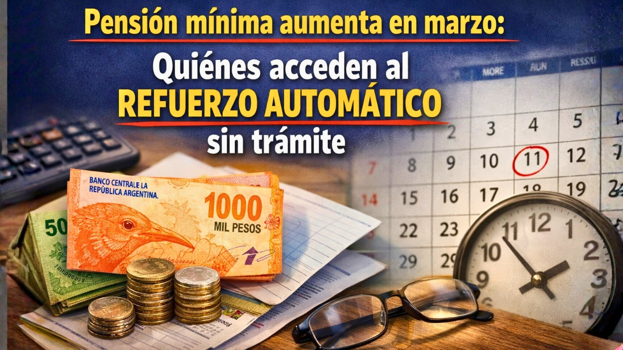 Pensión mínima aumenta en marzo: quiénes acceden al refuerzo automático sin trámite